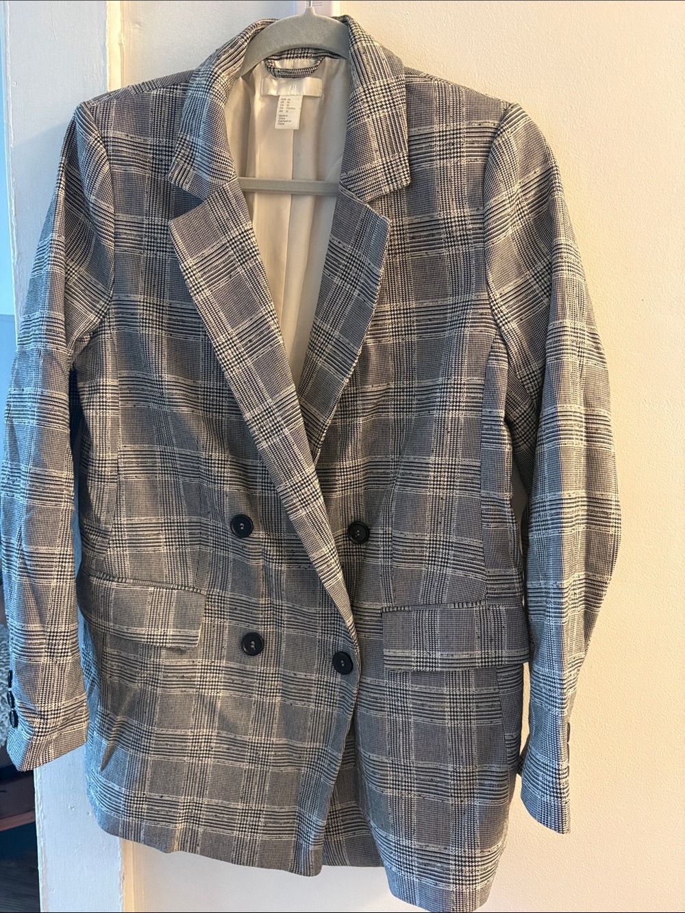 H&M Classic Plaid Double-Breasted Women's Blazer